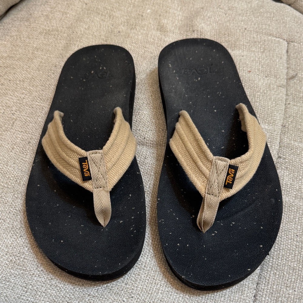 Teva Black and Tan flip flops
